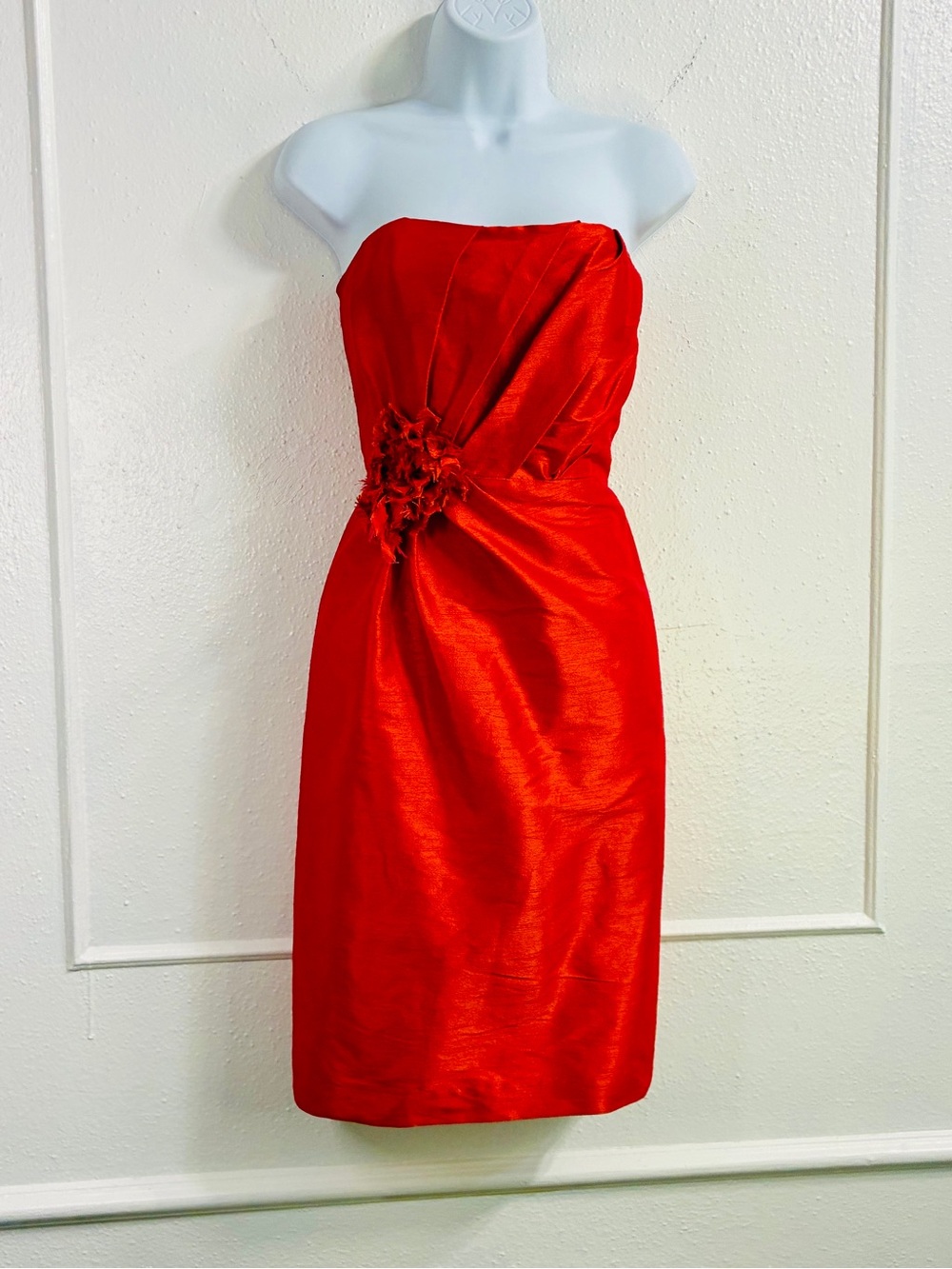 Jim Hjelm Occasions strapless Iridescent Orange cocktail dress Sz.12